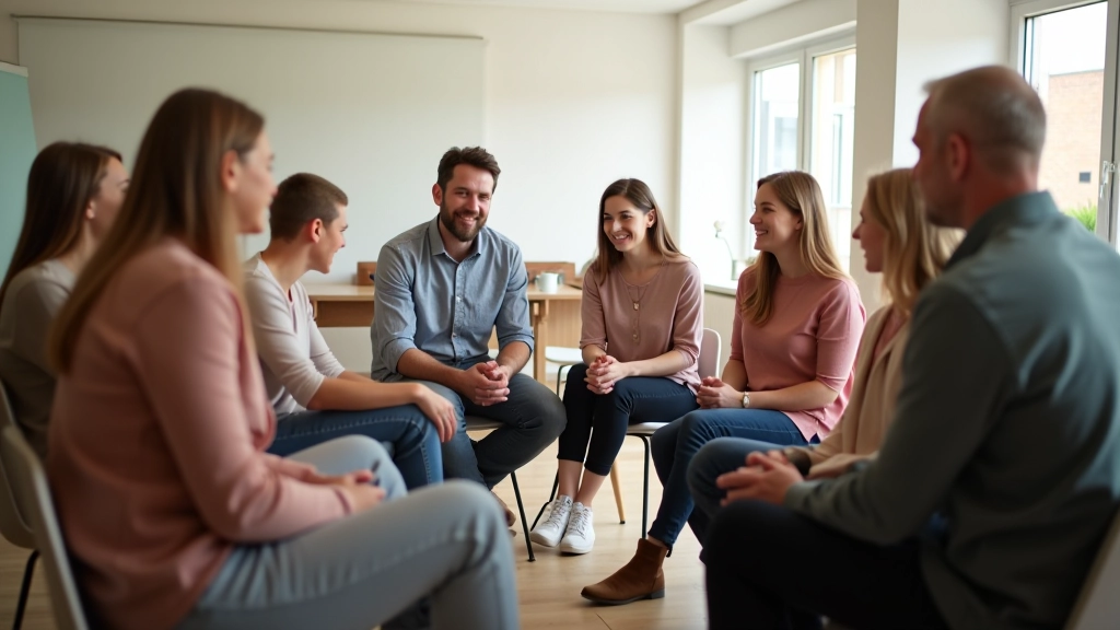 Gruppe von Familien in einem Workshop, die zusammen finanzielle Themen besprechen
