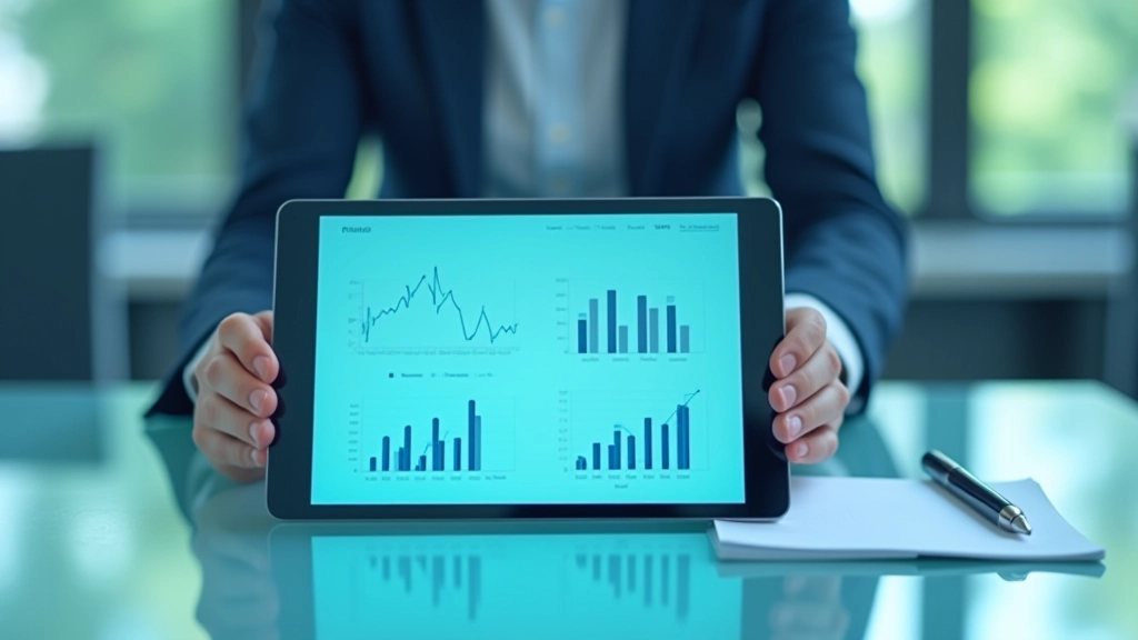 Grafiken und Diagramme auf einem modernen Tablet-Display in einer professionellen Umgebung